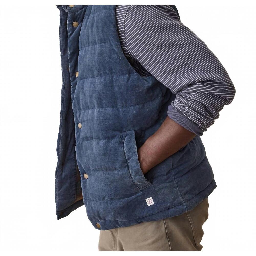 NEW MARINE LAYER palisades cord puffer vest in washed indigo - Picture 3 of 6